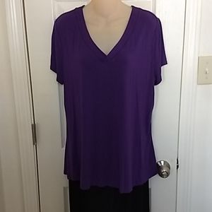 Croft & Barrow Purple V-neck Short Sleeve Tee Shir